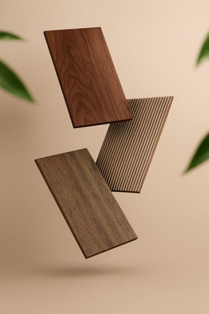 WPC fluted and wood grain composite wall cladding panels